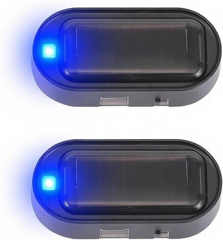Shudyear Car Solar Power Simulated Dummy Alarm，New Model&Brighter & Clearer，Anti-Theft LED Flashing Security Light Fake lamp with USB Charger Port，2PCS (Red & Blue) in Saudi Arabia