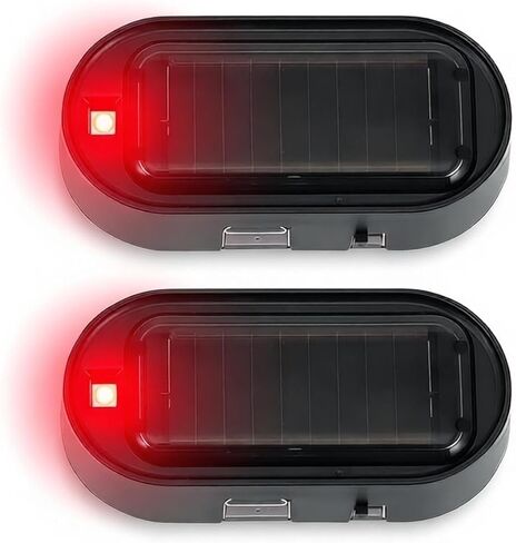 Shudyear Car Solar Power Simulated Dummy Alarm，New Model&Brighter & Clearer，Anti-Theft LED Flashing Security Light Fake lamp with USB Charger Port，2PCS (Red & Blue) in Kuwait