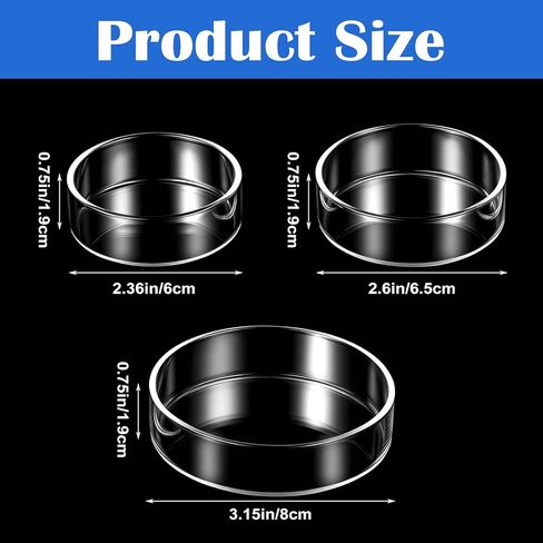 3 Sizes Glass Shrimp Feeding Dish Set, Round Food Feeder Fish Bowl Accessories Small Clear Bowls for Aquarium, Fish Tank (2.36", 2.56", 3.15") in Kuwait