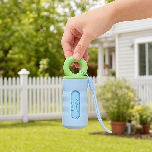 Dog Walking Supplies Set, Collapsible Silicone Water Bowl + Leash Attached Poop Bag Dispenser, Portable Pet Travel Accessories for Daily Outdoor Use in Kuwait