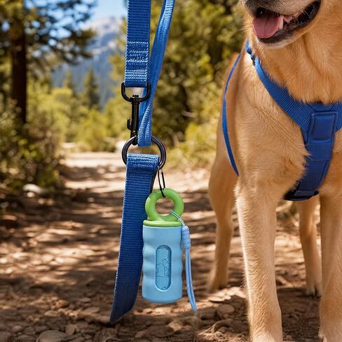 Dog Walking Supplies Set, Collapsible Silicone Water Bowl + Leash Attached Poop Bag Dispenser, Portable Pet Travel Accessories for Daily Outdoor Use in Kuwait