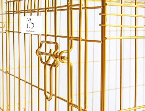 HOMEY PET Copper Gold Dog Crate 30 Inch, Portable Folding Metal Wire Dog Kennel Pet Dog Cage with Removable Floor Grid, Pull Out Pan, Double Doors, Handle for Medium-Small Breed Dogs Indoor Travel in Kuwait