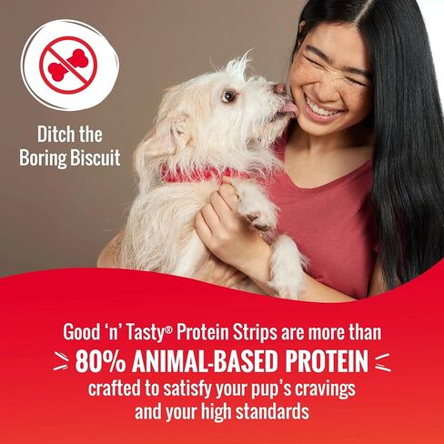 Good’n’Tasty Protein Strips Variety Pack, 12 oz, High-Protein Dog Treat with Real Chicken Or Duck and Savory Beef Sirloin, Jerky-Style Chew with No Added Artificial Preservatives, Flavors Or Colors in Kuwait
