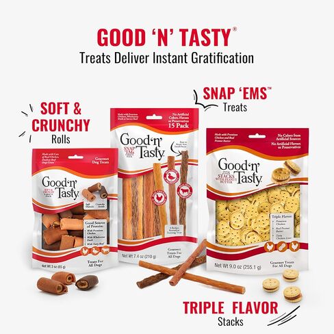 Good’n’Tasty Protein Strips Variety Pack, 12 oz, High-Protein Dog Treat with Real Chicken Or Duck and Savory Beef Sirloin, Jerky-Style Chew with No Added Artificial Preservatives, Flavors Or Colors in Kuwait