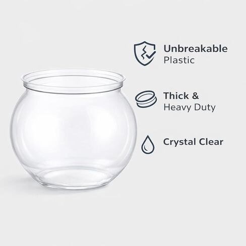 Mini Plastic Fish Bowl, Small Decorative Fish Bowl with Glass-Like Clarity, Unbreakable Acrylic Fish Bowl for Tabletop Decor, Parties, Events & Light Aquatic Use in Kuwait