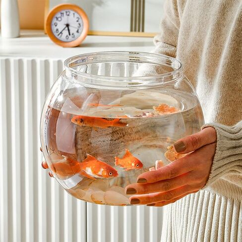 DECHOUS Round Fish Bowl with Stand, 2 Gallon Fish Tank Decor Tabletop Small Fish Bowl Hydroponic Vase Planter Aquarium Desktop Fish Tank for Betta Fish/Goldfish, Plastic Material in Kuwait