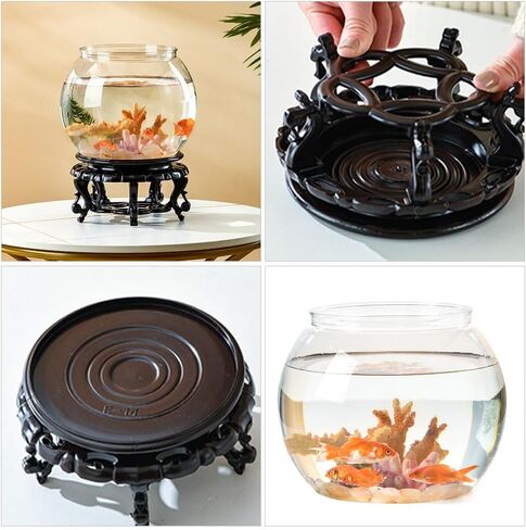 DECHOUS Round Fish Bowl with Stand, 2 Gallon Fish Tank Decor Tabletop Small Fish Bowl Hydroponic Vase Planter Aquarium Desktop Fish Tank for Betta Fish/Goldfish, Plastic Material in Kuwait