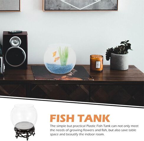 DECHOUS Round Fish Bowl with Stand, 2 Gallon Fish Tank Decor Tabletop Small Fish Bowl Hydroponic Vase Planter Aquarium Desktop Fish Tank for Betta Fish/Goldfish, Plastic Material in Kuwait