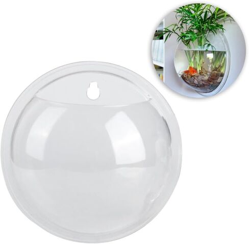 5.9 Inch Transparent Acrylic Wall Mounted Fish Bowl Space-Saving Leak-Proof Hanging Aquarium for Small Fish Plants Home Office Decoration in Kuwait