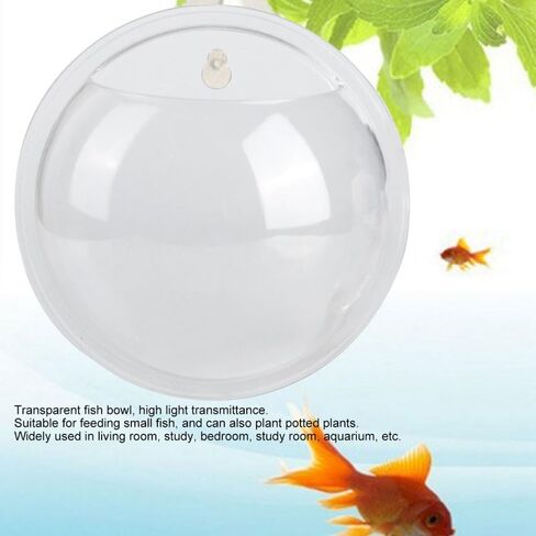 5.9 Inch Transparent Acrylic Wall Mounted Fish Bowl Space-Saving Leak-Proof Hanging Aquarium for Small Fish Plants Home Office Decoration in Kuwait