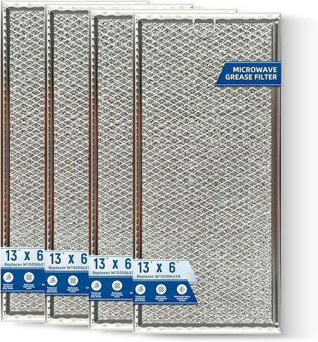 2026 Upgraded W10208631A Microwave Grease Filter Compatible with Whirlpool GE Microwaves 13x 6 Filter - Aluminum Mesh Screen Grease Filters by QIMMYGS (2) in Saudi Arabia