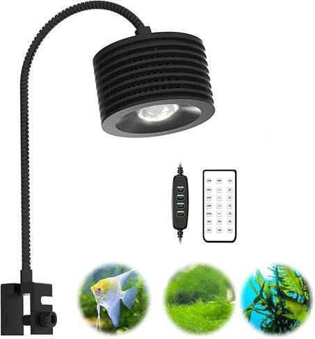 Lominie 16W Full Spectrum Aquarium Light, 4 Channels Remote Control，Adjustable Gooseneck Freshwater Super Bright Fish Tank Light for Planted Nano Freshwater Aquarium Tank in Kuwait