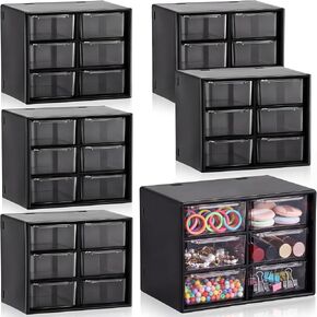 Patelai 6 Pcs Mini Desktop Drawer Box Drawers 6 Grid Plastic Desk Organizer Office Supplies and Jewelry Storage Box for Jewelry Cosmetics Hair Clip Sundries, Black in Saudi Arabia