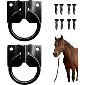 2 Pack Cross Tie Rings for Horses - Block Tie Ring for Horse Stall/Stable, Equestrian & Livestock Barn Supplies, Hay Net Loop Tie Down Accessories in Kuwait