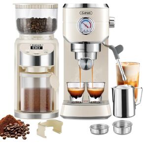 Gevi 20 Bar Espresso Coffee Machine with Burr Grinder Set | 35 Precise Grind Settings | Milk Frother for Latte Cappuccino | Professional Home Barista Kit | Gift for Coffee Lovers in Kuwait