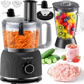 Food Processor and Blender Combo, 88 oz Food Chopper for Meat, Vegetable and Dough, 70 oz 700W Glass Jar Blender with 2 Speeds and Pulse for Smoothie, Nutrient Extractions, and More in Saudi Arabia