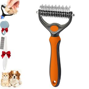 Professional Pets Deshedding Brushes for Dogs and Cats, Double Sided Undercoat Rake & Dematting Comb, Professional Safe Pet Hair Removal Comb Fur Grooming Tool for Long Thick Coats (A,M) in Kuwait