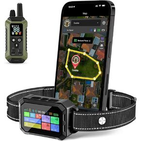 نظام سياج طوق الكلاب اللاسلكي بنظام تحديد المواقع العالمي (GPS) - بدون تحكم في تطبيق رسوم شهرية، حدود مضلعة مخصصة وتدريب عن بعد، متتبع هاتف مجاني لما يصل إلى 5 حيوانات أليفة، سياج كهربائي افتراضي للكلاب، أسود in Kuwait