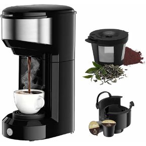 Single Serve Coffee Maker, 2 in 1 Brewer for K Pod & Ground Coffee, 90s Rapid Brew 6 to 14oz Capacities with Auto Shut Off, Small Compact Design for Home Office Travel Camping (Dark Blue) in Saudi Arabia