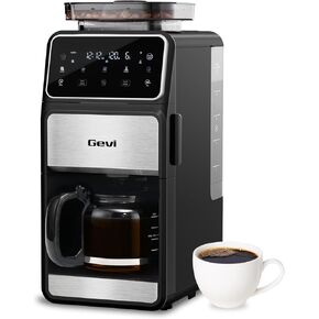 ماكينة صنع القهوة Gevi Grind & Brew سعة 10 أكواب، ماكينة صنع القهوة بالتنقيط بمطحنة لدغ مدمجة، شاشة تعمل باللمس قابلة للبرمجة، لوحة دافئة لمدة 4 ساعات، فلتر دائم ودورق زجاجي in Kuwait
