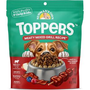 Newman's Own Meaty Mixed Grill Dry Dog Food Topper, 16 oz Pouch — Grain Free Meal Mixer for Picky Eaters, Wholesome Quality Ingredients, No Corn Wheat or Soy, Made in USA in Kuwait