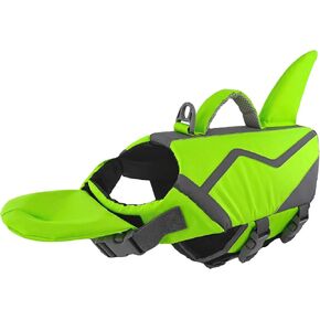 Doglay Shark Dog Life Jacket with Removable Chin Float, Bright Green, XS in Saudi Arabia