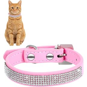 Small Cat Collar, Soft Velvet Rhinestone Breakaway Cat Collar, Adjustable 8-11 Inch Pink Glitter Cat Collar for Girl Cats, Kitten, Small Medium Large Cat in Kuwait