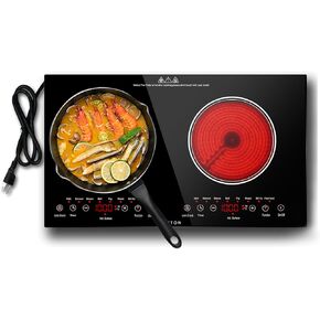 Noxton 2 Burner Electric Cooktop 12 Inch, Built-in Electric Radiant Ceramic Stove Top, Sensor Touch Control, Child Safety Lock, Timer, 3000W, Hard Wire for 220V~240V in Saudi Arabia