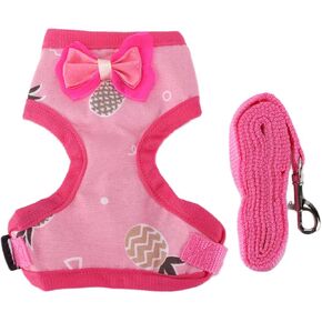 Pet Chicken Traction Rope, Cloth Nylon Adjustable Chest Strap, Walking Training Leash with Matching Bow Tie for Rooster Hen (M Blue Pineapple) in Kuwait