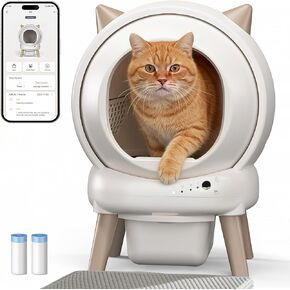 Self Cleaning Litter Box - E2 Automatic Cat Litter Box Smart Self Cleaning Robot for Cats, Double Safety Protection, App Control, Weight Monitoring - Ultra-Quiet w/Garbage Bags & Mat in Saudi Arabia