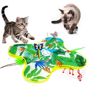 Interactive Cat Toys, Butterflies,Hidden Feathers,Realistic Animal Sounds,Touch-Activated,Rechargeable Moving Cat Toy,for Bored Adult Cats Home Alone in Kuwait