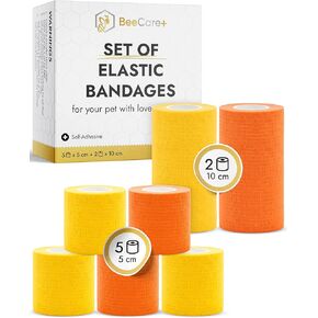 Self-Adhesive Elastic Dog Bandages for Wounds Protect from Licking, Dirt and Scratching – Set of Wraps from Natural Rubber Latex – Dog Bandage for Large & Small Pets – 5 х 5 cm + 2 х 10 cm Rolls in Kuwait
