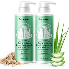 Probiotic Dog Shampoo and Conditioner with Ceramides NP & Vitamin E, Oatmeal Shampoo for Dogs Allergies Dry Skin & Itch Relief, Gentle Puppy Shampoo, Oatmeal Aloe Scent, 17 oz(Pack of 2) in Saudi Arabia