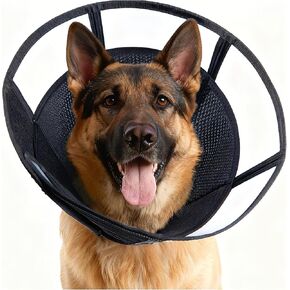 Soft Dog Cone, Stop Licking Deep Pet Recovery Collar After Surgery for Extra Large Dogs, Clear Plastic Breathable Elizabethan Head Neck Circle, Adjustable Comfortable Cones 30cm Long (XL Black) in Saudi Arabia