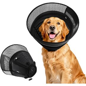 Upgraded Inflatable Dog Cone for Dogs After Surgery,Soft Adjustable Elizabethan Collar for Large Dogs,2-in-1 Dog Cone Collar with Detachable Anti-Licking Shield,Comfortable Pet Recovery E-Collar(L) in Saudi Arabia