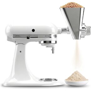 Wiselet Grain Mill Attachment for Kitchenaid Stand Mixer, 12 Gear Metal Flour Maker for Wheat, Oat, Buckwheat, Corn, Beans and Other Cereals, Included Brush and Screwdriver, Hand Wash Only in Saudi Arabia
