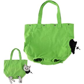 Cat Carrier Bag, Soft Pet Canvas Shoulder Carrying Pouch Hand Free Kitten Backpack with Holes for 5-11 lbs Small Dogs, Cats, and Pets Outdoor Travel, Green in Saudi Arabia