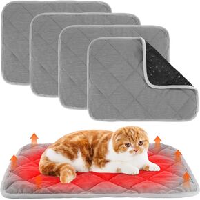 Novabright 4 Pack Self Warming Cat Bed Cat Dog Heating Pad Soft Warm Thermal Mat with Anti-Slip Bottom Dog Crate Pad for Outdoor Indoor Small Dogs Kittens(Turmeric Color,19.6 x 27.5 Inches) in Kuwait