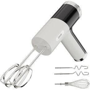 Camic Electric Hand Mixer with 9 Speeds, Powerful Motor, Cordless Hand Mixer with Whisk, Dough Hook and Mixing Rod for Whipping Eggs, Cream, Butter, Jam, Kneading Dough and Blending (White+Black) in Kuwait