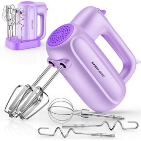 BAIGELONG Hand Electric Mixer, 5-Speed KitchenMixer with 5 * 304 Stainless Steel Attachments + Storage Base, Food Handheld Mixer for Baking, Whipping Cream, Cake Mixing, Pink in Kuwait