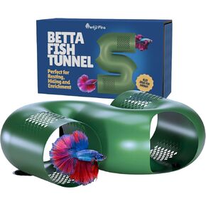 Betta Fish Tunnel Hideout | Aquarium Cave & Tunnel Decor for Betta Fish, Shrimp & Small Fish | Fish Tank Decoration, Betta Tank Accessory & Enrichment Toy (Green) in Kuwait