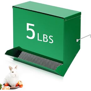 Maxcheck No-Waste Metal Rabbit Feeder for Cages, Large Hanging Food Dispenser with Mesh Bottom & Lid, Holds 5lb Feed for Several Days, Bunny & Small Pets in Kuwait