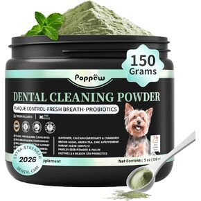 Dog Dental Powder – Teeth Cleaning Powder with 6B CFU Probiotics, Enzymes & Antioxidants, Plaque & Tartar Off, Fresh Breath Support, 75 Days, Mint Chicken Flavor, No Brushing Oral Care in Saudi Arabia