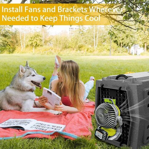 Dog Crate Accessories, Cooling Fan Compatible with Ryobi & Ruffland Kennel Accessories, Secure Clip-On Design for Travel, Keep Pets Cool Outdoors(for Small and Medium-Sized Dog Cages) (1) in Kuwait