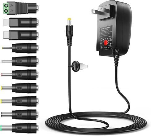 محول طاقة Belker Belker 18W عالمي AC/DC للإلكترونيات المنزلية والراوتر الذكي Mp3 التابلت كاميرات CCTV ، خرج فولت 3 فولت 4.5 فولت 5 فولت 7 فولت 9 فولت 12 فولت 1.5 أمبير 1500 مللي أمبير متوافق مع 12 وات in Saudi Arabia