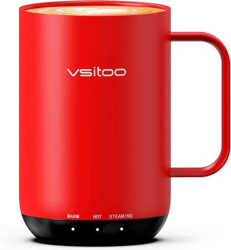 كوب قهوة Vsitoo S3 Ultra 20oz ذاتي التسخين مع مستشعر تلقائي AI، سعة كبيرة قابلة لإعادة الشحن، كوب ذكي دافئ 120-150 درجة فهرنهايت، مقاوم للماء IPX7، هدية للمكتب المنزلي للنساء والرجال - أسود in Kuwait