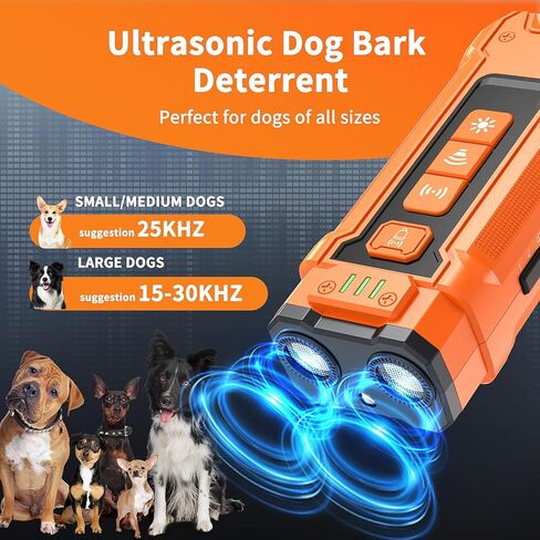 Ultrasonic Dog Bark Deterrent Device - Sonic Dogs Whistle to Stop Barking All Size, Pet Gentle Anti-Barking Control silencer, 35ft Range Barks No More, Humane Behavior Training Indoor Outdoor in Kuwait