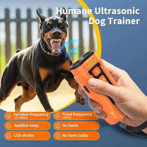 Ultrasonic Dog Bark Deterrent Device - Sonic Dogs Whistle to Stop Barking All Size, Pet Gentle Anti-Barking Control silencer, 35ft Range Barks No More, Humane Behavior Training Indoor Outdoor in Kuwait
