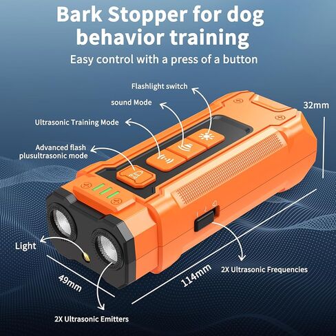Ultrasonic Dog Bark Deterrent Device - Sonic Dogs Whistle to Stop Barking All Size, Pet Gentle Anti-Barking Control silencer, 35ft Range Barks No More, Humane Behavior Training Indoor Outdoor in Kuwait