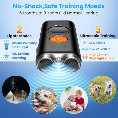 Dog Bark Deterrent Device, Anti Barking Device for Dogs Training Indoor Outdoor No More Bark Ultrasonic 2X Effective Emitters 50ft Range to Stop Neighbors Dog Barking Rechargeable for All Dogs in Kuwait